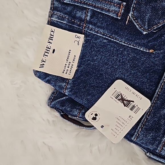 NWT Free People We The Free Major Leagues Mid-Rise Cuffed Jeans Lapis - Picture 16 of 16